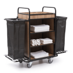 Тележка для горничных с полками и мешками.